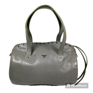 Sam Edelman gray leather cylinder shape bag with silver studs